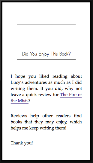 Encourage readers to leave a review by creating a link to your book